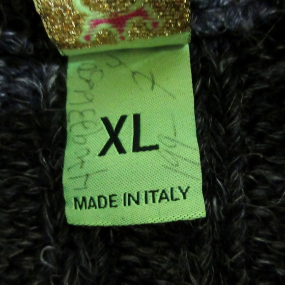 New Gray Cream Sweater Coat XL 10 12 Chunky Belted Italy - Picture 10 of 15